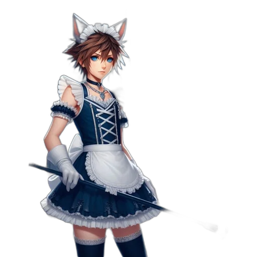 dress, staff, animal, weapon, concept art, fantasy art, anime, pixel art transparent PNG cut-out