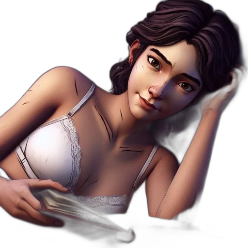 fantasy art, concept art, photorealistic, comic book art, illustrated, female, character, lies transparent PNG cut-out