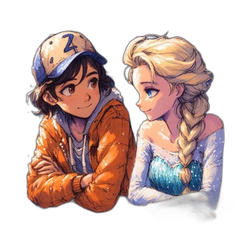 crown, hat, jacket, pixel art, concept art, watercolor, fantasy art, snow transparent PNG cut-out