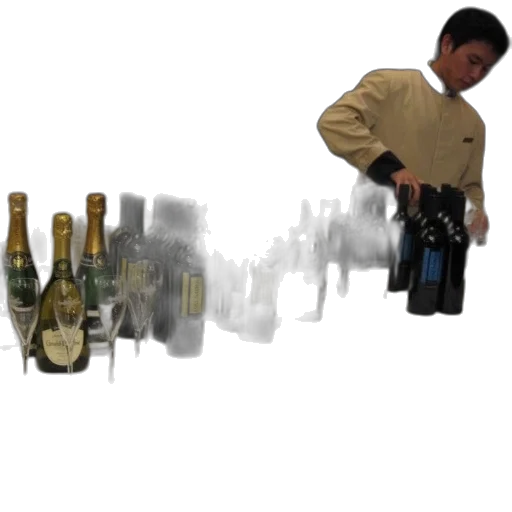 bottle, staff, robot, jacket, 3d render, photorealistic, man, tan transparent PNG cut-out