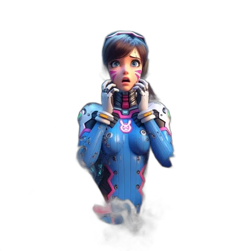 robot, weapon, face, jacket, 3d render, concept art, pixel art, vaporwave transparent PNG cut-out