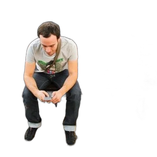 staff, furniture, man, sits, bench, his, dog, who transparent PNG cut-out
