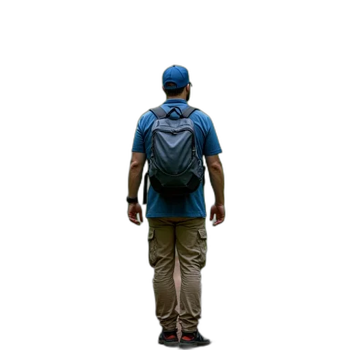 staff, jacket, hat, umbrella, 3d render, photorealistic, pixel art, concept art transparent PNG cut-out