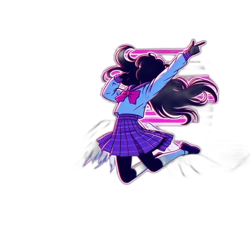 staff, sword, weapon, hair, vaporwave, pixel art, anime, concept art transparent PNG cut-out