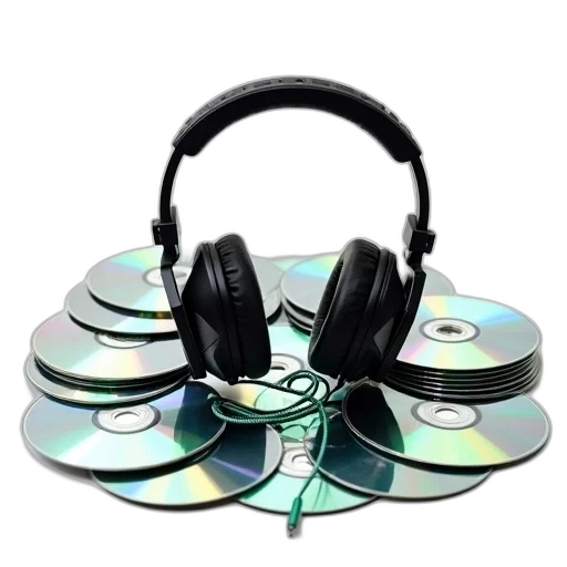 vaporwave, 3d render, cyberpunk, pair, headphones, black, headband, ear transparent PNG cut-out