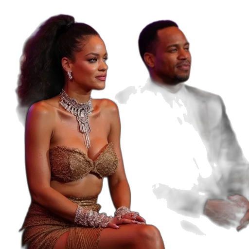 concept art, photorealistic, rihanna, chris transparent PNG cut-out