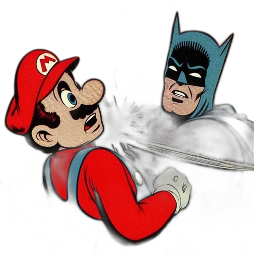 weapon, mask, comic book art, concept art, cartoon, 3d render, mario, meets transparent PNG cut-out
