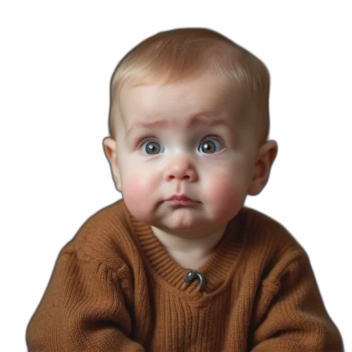 face, jacket, staff, animal, photorealistic, 3d render, oil painting, baby transparent PNG cut-out