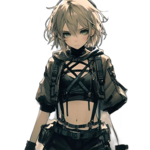 jacket, weapon, dress, staff, cyberpunk, concept art, anime, pixel art transparent PNG cut-out