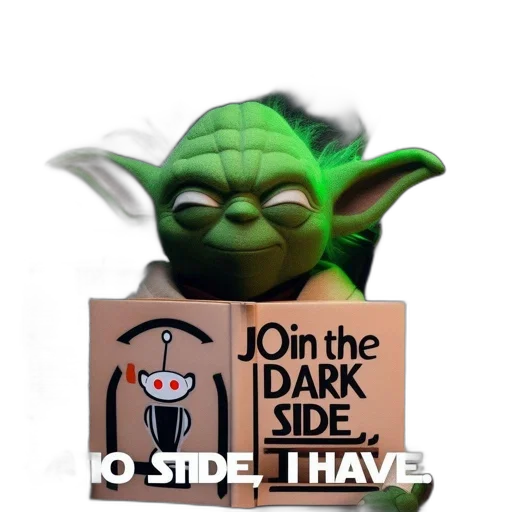 3d render, yoda, stands, before, computer, screen, showing, reddit transparent PNG cut-out