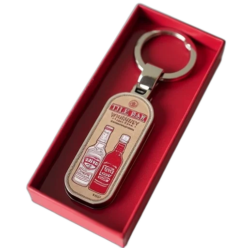 bottle, jewelry, red, keychain, silver, key, fob, attached transparent PNG cut-out