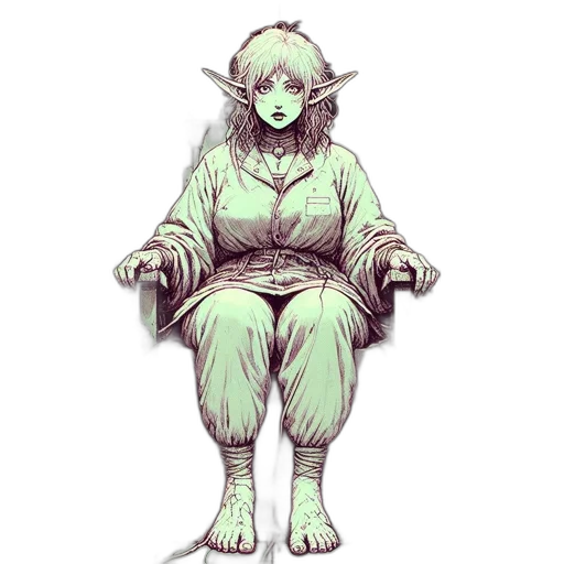creature, dress, staff, face, concept art, pixel art, fantasy art, 3d render transparent PNG cut-out