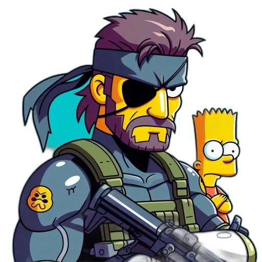 weapon, jacket, cyberpunk, pixel art, concept art, cartoon, stylized, snake transparent PNG cut-out