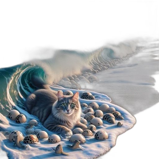 creature, animal, hair, photorealistic, oil painting, concept art, 3d render, underwater transparent PNG cut-out
