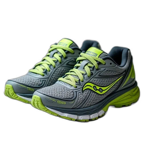 shoes, saucony, hurricane, running, men, grey, green, closeouts transparent PNG cut-out