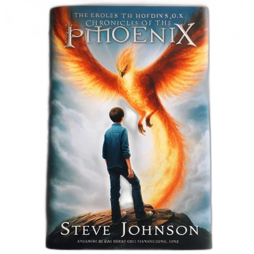 book, cover, featuring, vibrant, illustration, phoenix, hovering, above transparent PNG cut-out