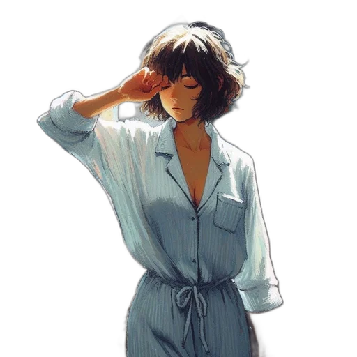 dress, jacket, hat, staff, watercolor, oil painting, concept art, photorealistic transparent PNG cut-out
