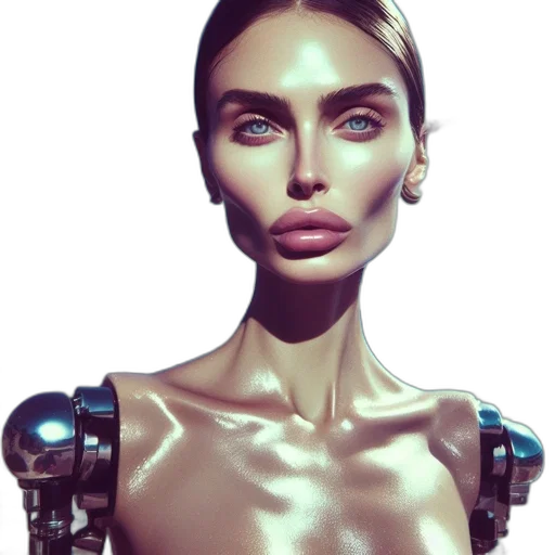 robot, face, jewelry, cyberpunk, concept art, 3d render, photorealistic, woman transparent PNG cut-out