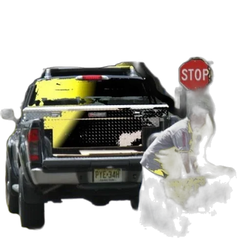 car, robot, weapon, 3d render, man, white, shirt, jeans transparent PNG cut-out