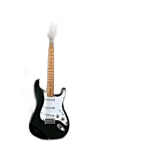 weapon, 3d render, photorealistic, black, electric, guitar, white, pickguard transparent PNG cut-out