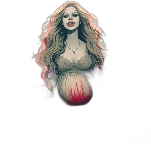 dress, hair, creature, watercolor, fantasy art, concept art, comic book art, red transparent PNG cut-out