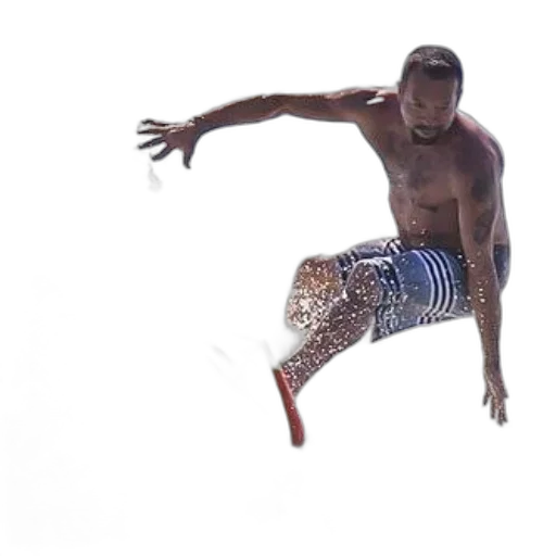 man, striped, shorts, surfing, green, red, board, ocean transparent PNG cut-out