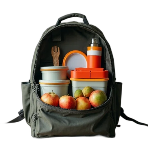 food, 3d render, back, pack, contains, lunch, containers, water transparent PNG cut-out