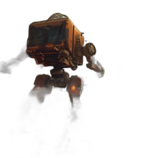 robot, weapon, creature, concept art, 3d render, fantasy art, photorealistic, fog transparent PNG cut-out