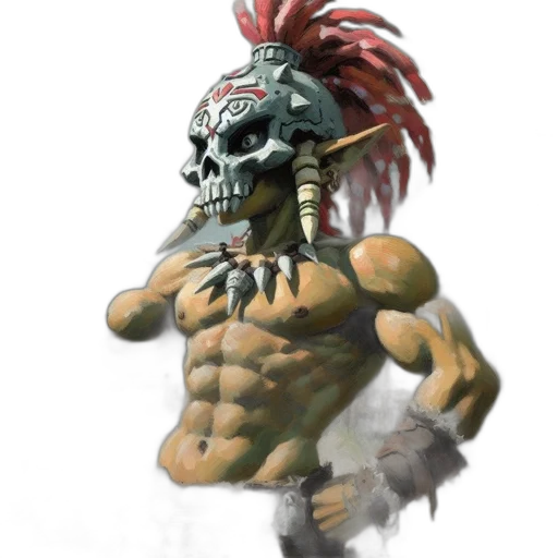 creature, mask, concept art, fantasy art, comic book art, photorealistic, muscular, helmeted transparent PNG cut-out