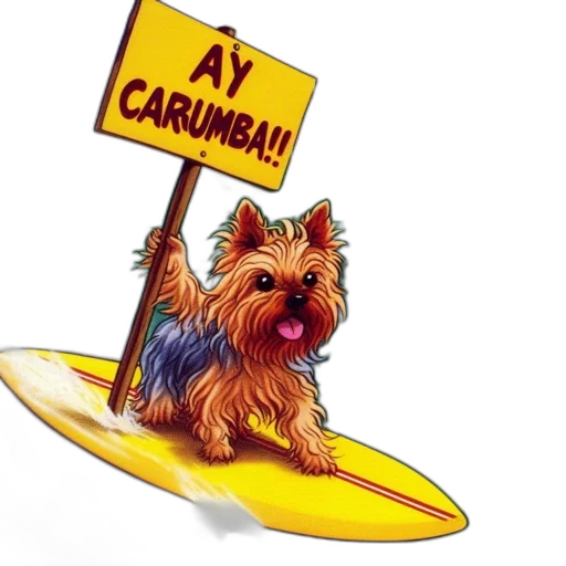 animal, concept art, anthropomorphic, dog, surfs, massive, wave, against transparent PNG cut-out