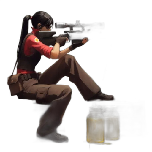 weapon, bottle, concept art, 3d render, pixel art, photorealistic, woman, military transparent PNG cut-out
