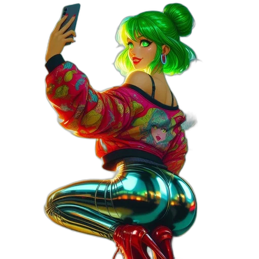 jacket, dress, weapon, cyberpunk, concept art, vaporwave, fantasy art, neon lights transparent PNG cut-out