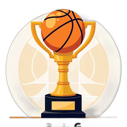 stylized, illustration, basketball, trophy, golden, base, black, top transparent PNG cut-out