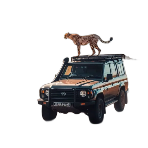 car, animal, creature, 3d render, concept art, photorealistic, pixel art, cheetah transparent PNG cut-out