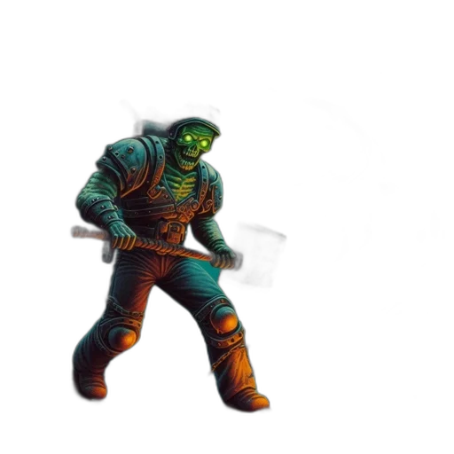 staff, weapon, creature, mask, concept art, pixel art, 3d render, fantasy art transparent PNG cut-out