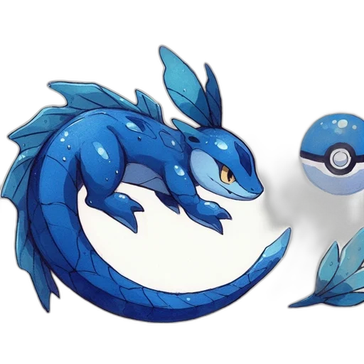 dragon, creature, concept art, fantasy art, pixel art, 3d render, blue, vivid transparent PNG cut-out