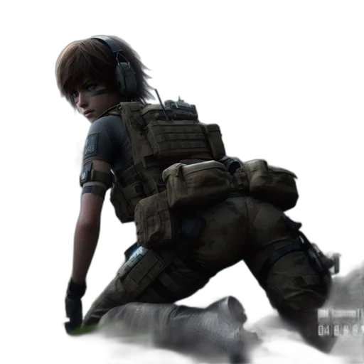 weapon, concept art, 3d render, photorealistic, fantasy art, female, soldier, stands transparent PNG cut-out