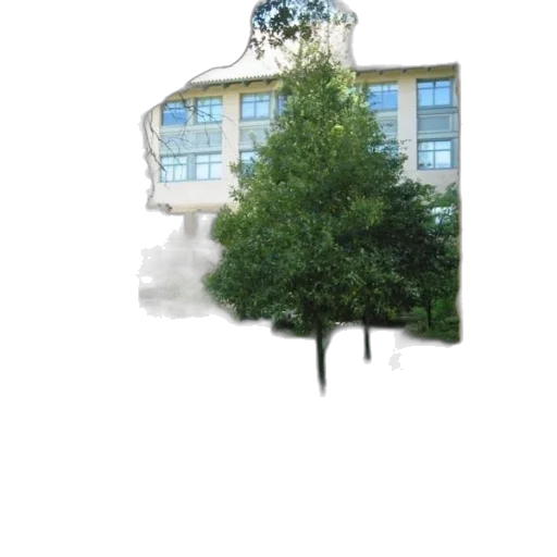 tree, building, robot, staff, photorealistic, 3d render, concept art, pixel art transparent PNG cut-out