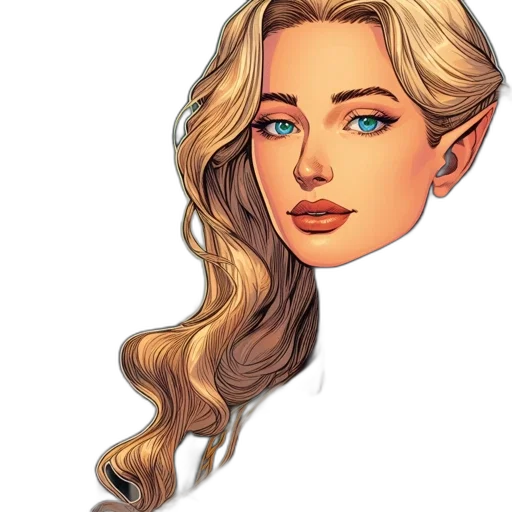 face, hair, crown, fantasy art, concept art, pixel art, photorealistic, golden transparent PNG cut-out