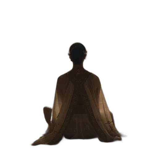 dress, staff, umbrella, hair, concept art, 3d render, pixel art, photorealistic transparent PNG cut-out