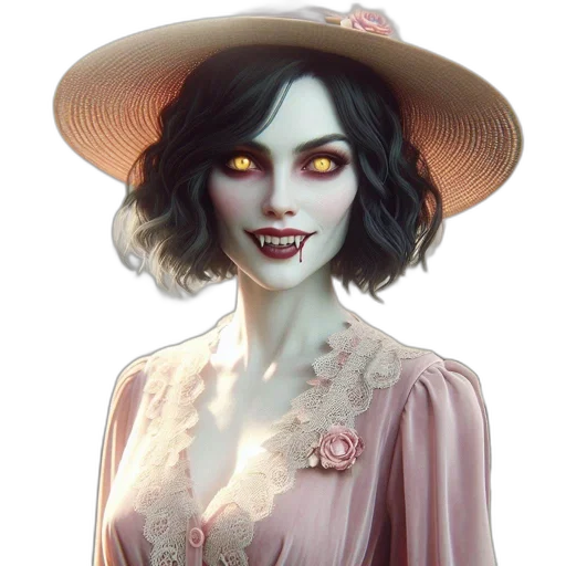 hat, face, dress, crown, fantasy art, concept art, photorealistic, comic book art transparent PNG cut-out