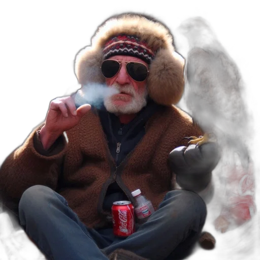 jacket, hat, staff, animal, photorealistic, older, man, bird transparent PNG cut-out