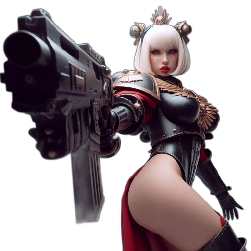 weapon, robot, concept art, cyberpunk, fantasy art, 3d render, futuristic-fantasy, female transparent PNG cut-out