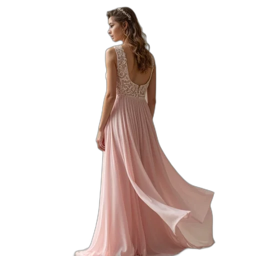 dress, jewelry, pastel, golden, line, scoop, neck, floor transparent PNG cut-out