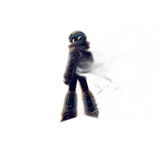 robot, creature, mask, staff, pixel art, concept art, 3d render, fantasy art transparent PNG cut-out