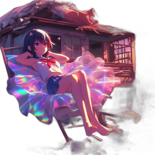 dress, umbrella, weapon, concept art, anime, fantasy art, vaporwave, neon lights transparent PNG cut-out
