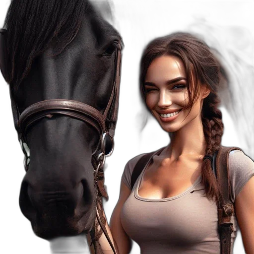 animal, jewelry, photorealistic, fantasy art, concept art, oil painting, woman, smiling transparent PNG cut-out