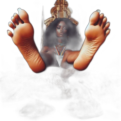 shoes, photorealistic, concept art, fantasy art, fire, african, queen-like, figure transparent PNG cut-out
