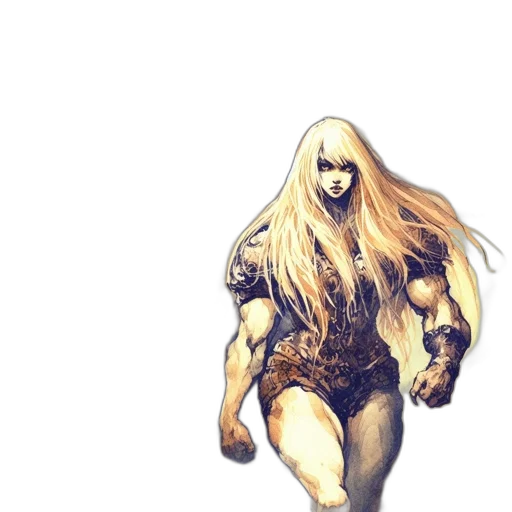 hair, creature, animal, comic book art, concept art, fantasy art, watercolor, golden transparent PNG cut-out