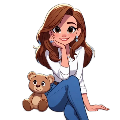staff, cartoon, pixel art, concept art, fantasy art, smiling, young, woman transparent PNG cut-out